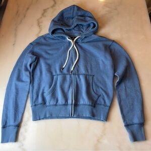American Eagle Outfitters Light Blue Hoodie with Gold Zipper
